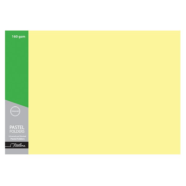 TreelineTokai Board Folder Yellow 2 Fold Foolscap 160gsm pack of 100