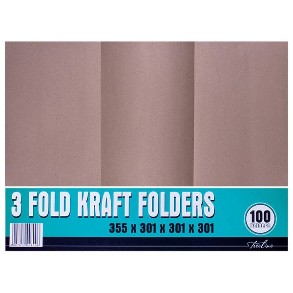 Treeline Kraft 3 Fold Scored and Slotted Folder 14 x 9 x 9 x 9" -100s