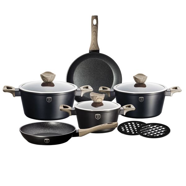 Berlinger Haus - Marble Coating Cookware Set - Ebony Maple Line