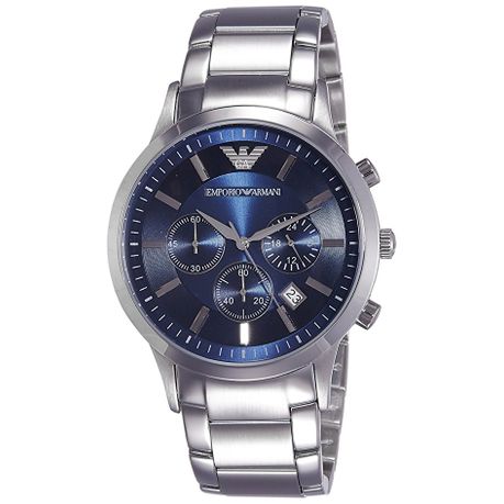 armani 2448 blue and silver watch