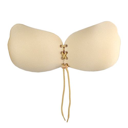 Strapless Silicone Self Adhesive Push Up Bra Beige (Size A Cup