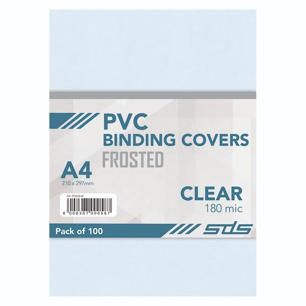 SDS Binding Covers Frosted A4 180 Micron Clear - 100-Pack