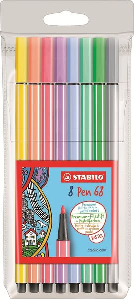 Stabilo: Stabilo Pastel Pen 68 Fibre Tip - Assorted Wallet of 8