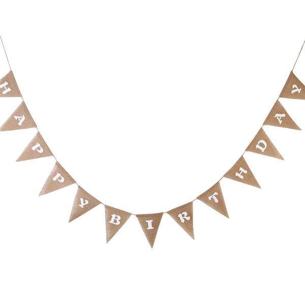 Bundle of 3 Happy Birthday Hessian Bunting Flags
