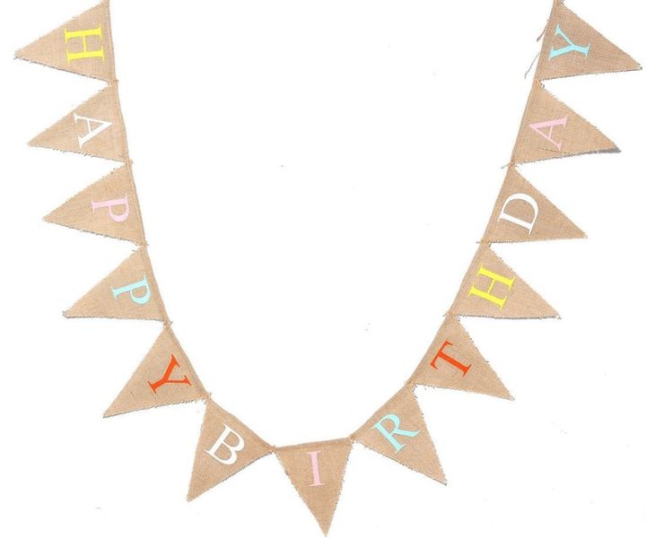 Bulk Pack of 3 Happy Birthday Colourful Hessian Bunting Flags