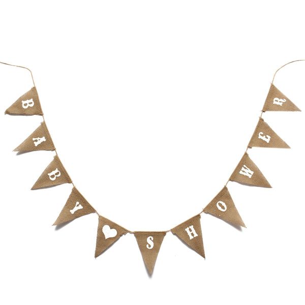 Bulk Pack of 3 Baby shower Hessian Bunting Flags