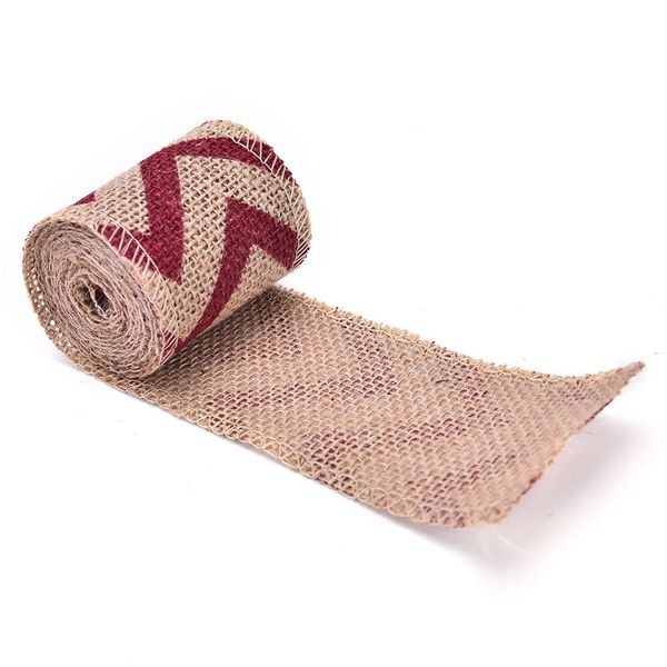 Bulk Pack of 10 Hessian Chevron Burlap Ribbon Trims Tape - Orange