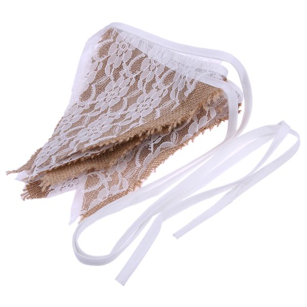 Bulk Pack of 4 Hessian 3m 12 Flags Rose Lace Hessian Flags