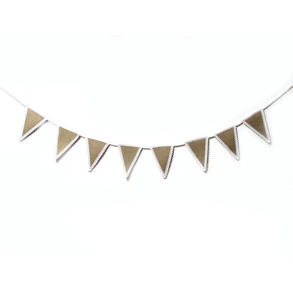 Bulk Pack of 4 Hessian Lace Trim Flags