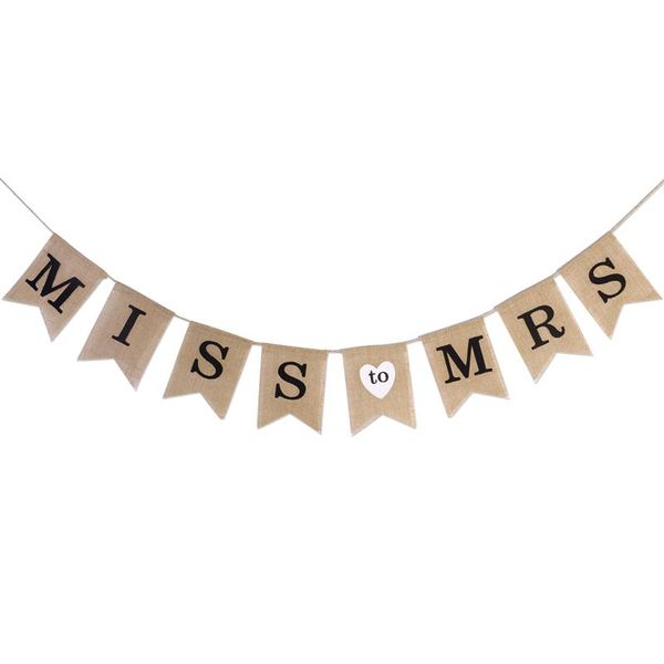 Bulk Pack of 2 Hessian Miss to Mrs Bunting Banner Flags
