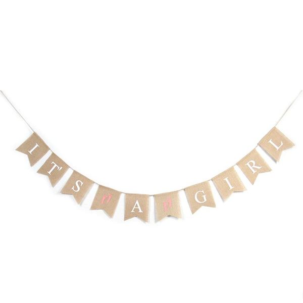 Bulk Pack of 3 Hessian It's A Girl Bunting Flags