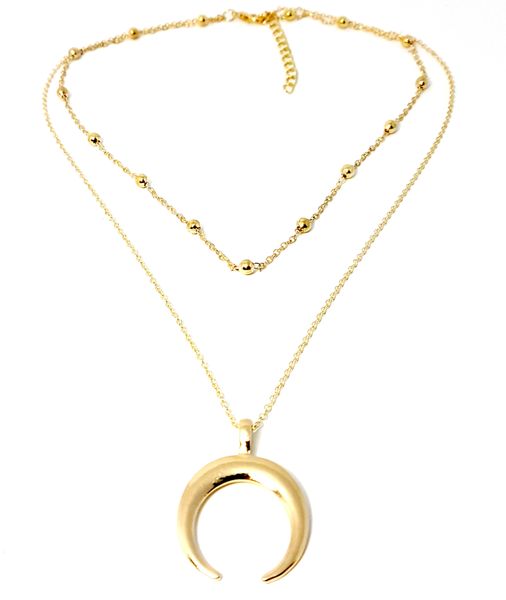 Lakota Inspirations Double Tier Crescent Moon Necklace - Silver