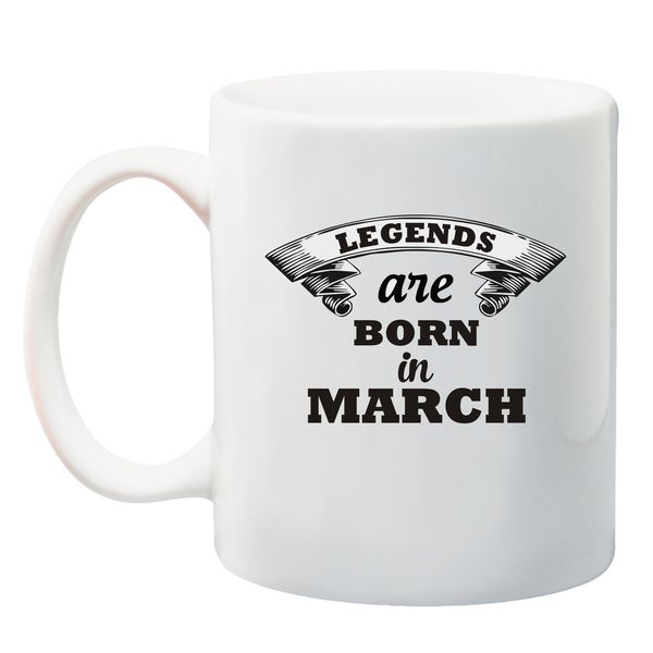 Qtees Africa Legends are Born in March Mug - White