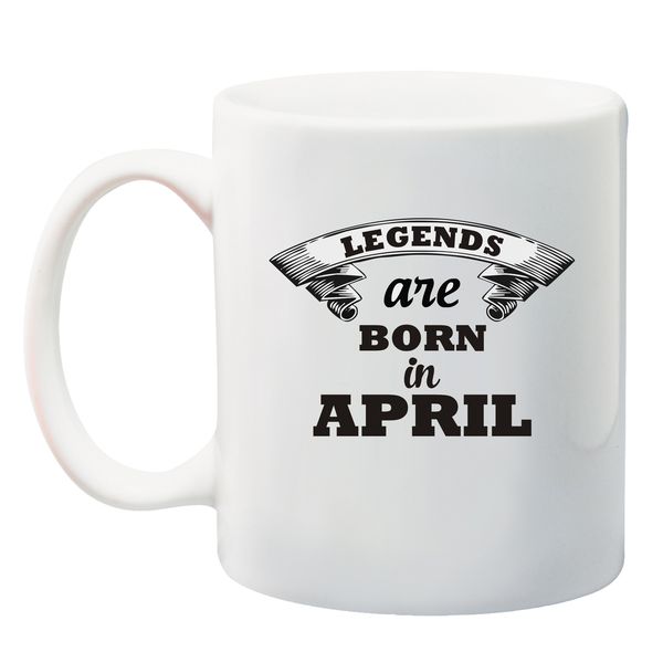 Qtees Africa Legends are Born in April Mug - White