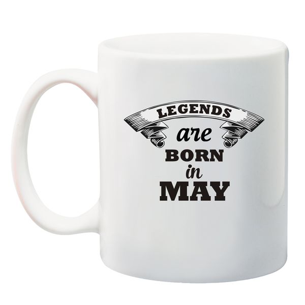 Qtees Africa Legends are Born in May Mug - White