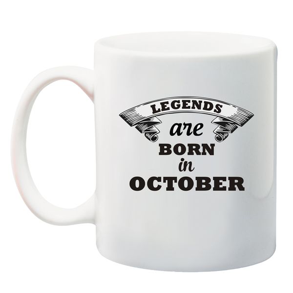 Qtees Africa Legends are Born in October Mug - White