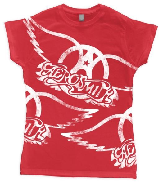 Aerosmith: Red All Over Logo Ladies T-Shirts (Parallel Import)