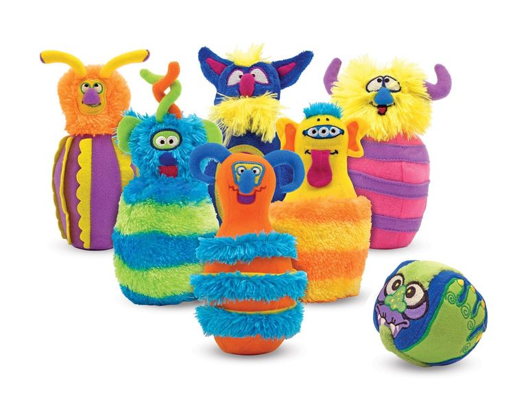 Melissa &amp; Doug Monster Plush 6-Pin Bowling Game with Carrying Case Toy - Parallel Import