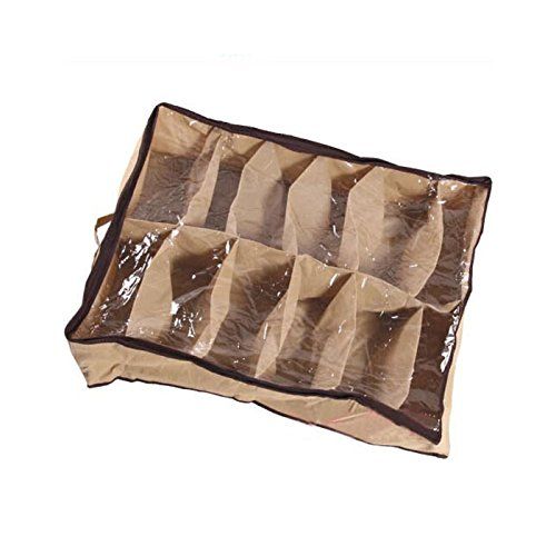 OzzyHome 12 Pairs Shoes Storage Organizer Box - Brown