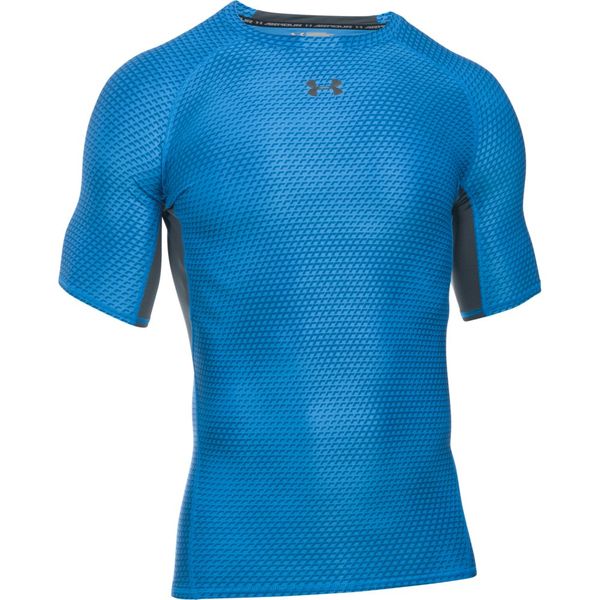 Under Armour Mens Heatgear Printed Short Sleeve - Brilliant Blue