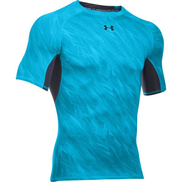Under Armour Mens Heatgear Printed Short Sleeve - Meridian Blue