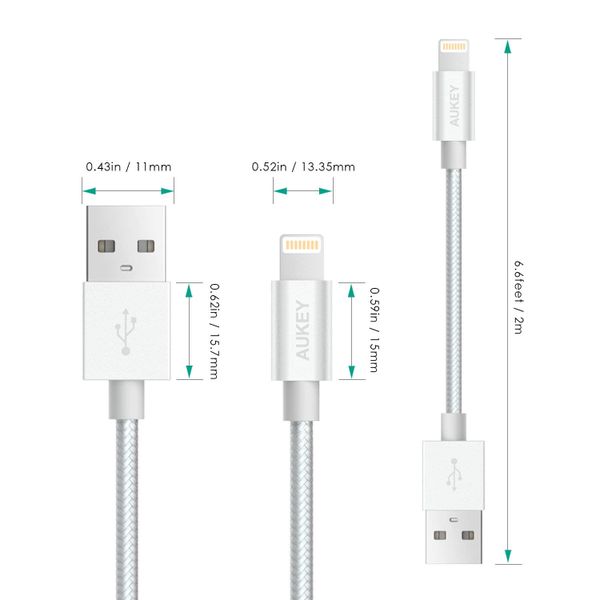 AUKEY 1.2m Nylon Braided Lightning Cable - Gold