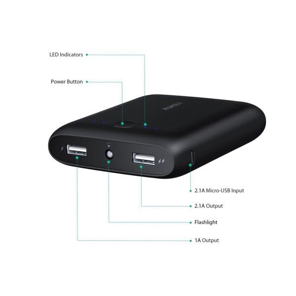 AUKEY Pocket 5000mAh Portable Charger with AiPower - Black
