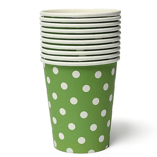 Bulk Pack of 5 Polka Dot Paper Cups 10 Piece - Dark Yellow