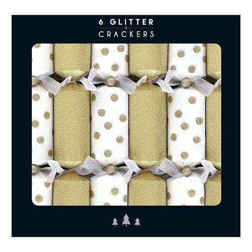 Glenart - Luxury Glitter Christmas Crackers - Gold Scattered Dots