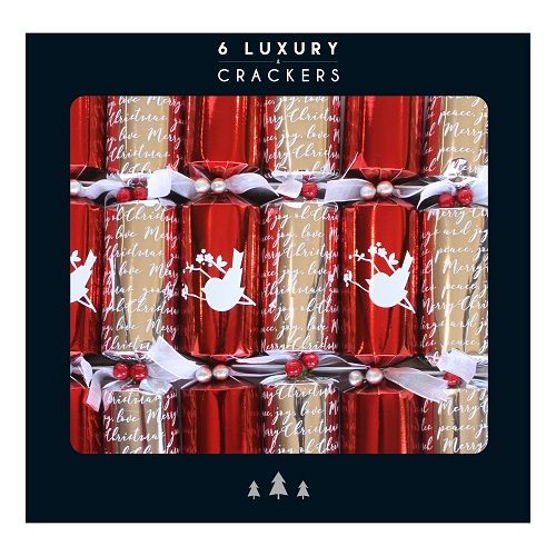 Glenart - Luxury Christmas Crackers - Red Birds and Words