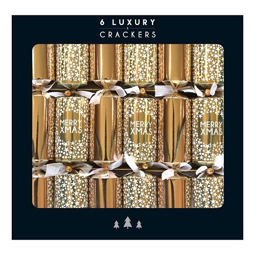 Glenart - Luxury Christmas Crackers - Gold Modern Stars &amp; Dots