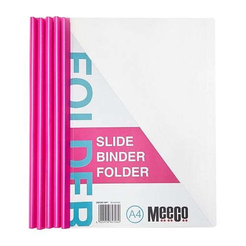 Meeco - A4 Slide Binder Folder Pack Of 5 - Neon Pink