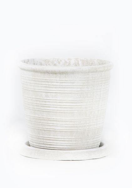 Potstory - Medium Round Rib Pot - White