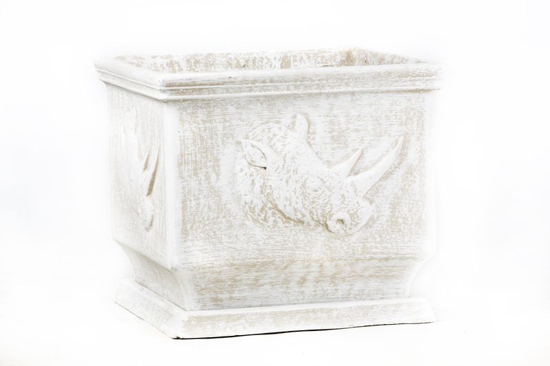 Potstory - Square Pot with Rhino Motive