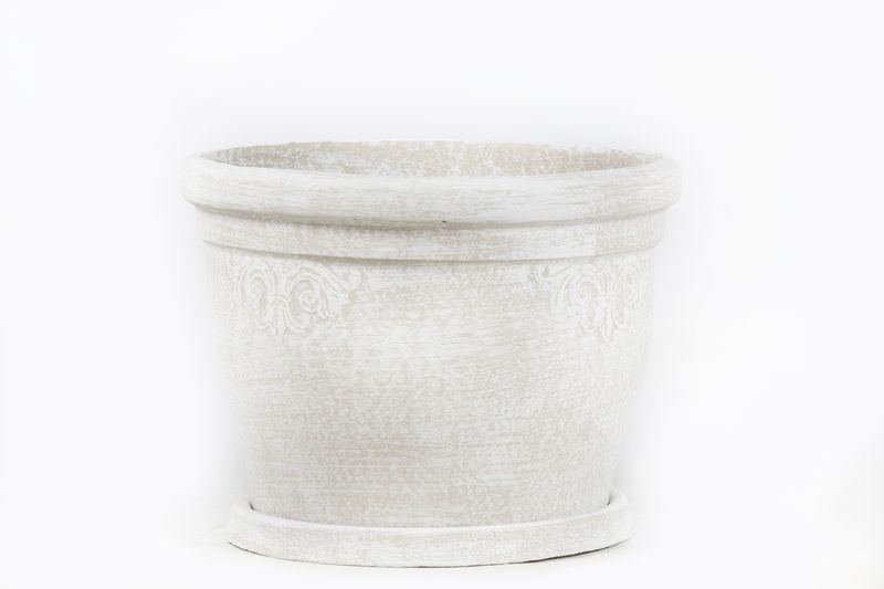 Potstory - Classic Roman Round Pot Leather Lace - White