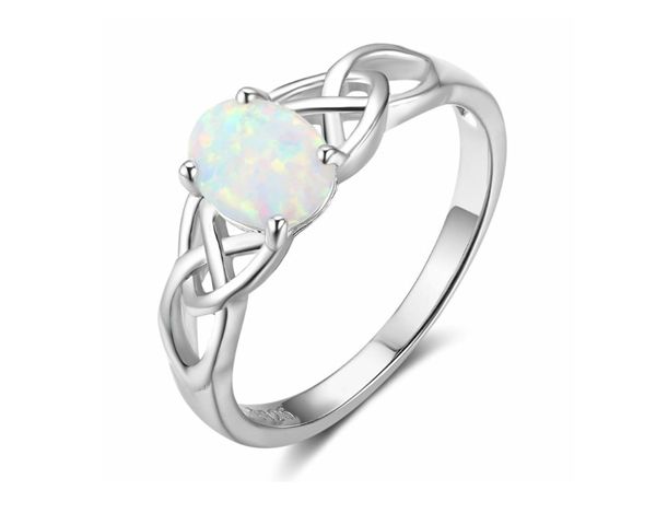 Purple Gypsy Opal Celtic Infinity Knot Ring in Sterling Silver