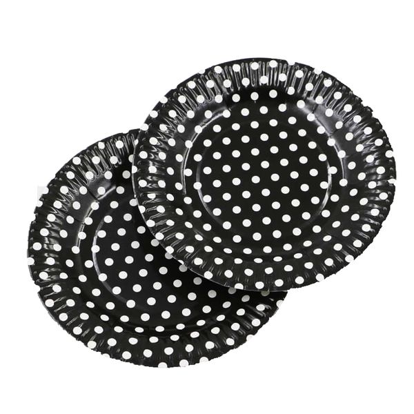 Bulk Pack of 5 Mini Polka Dot Round Paper Plates - Dark Purple (10 Piece)