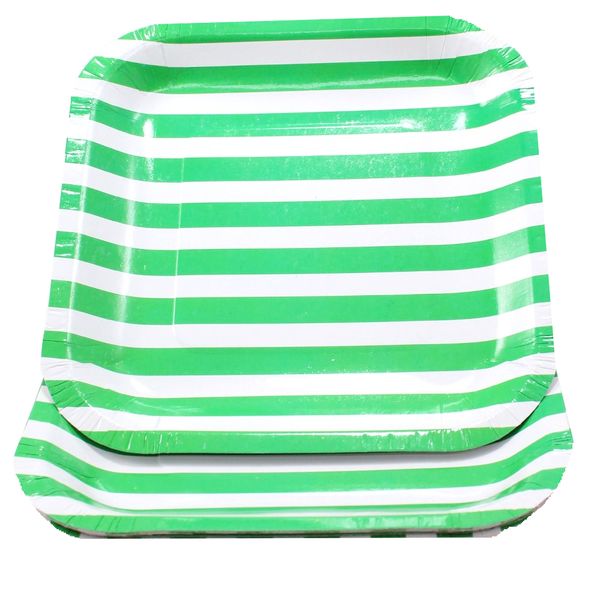 Bulk Pack of 5 Striped Square Paper Plates - Light Purple (10 Piece)