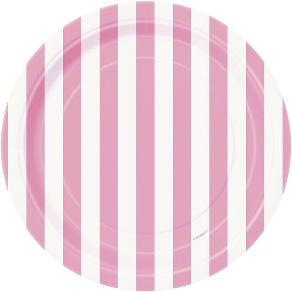 Bulk Pack of 5 Striped Round Paper Plates - Light Green (10 Piece)