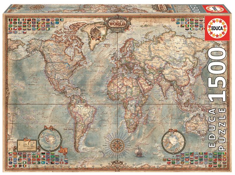 Educa Political Map Of The World Puzzle - 1500 Piece