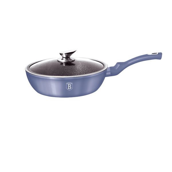 Berlinger Haus Marble Coating Deep Frypan with Lid 24cm - Royal Blue Edition