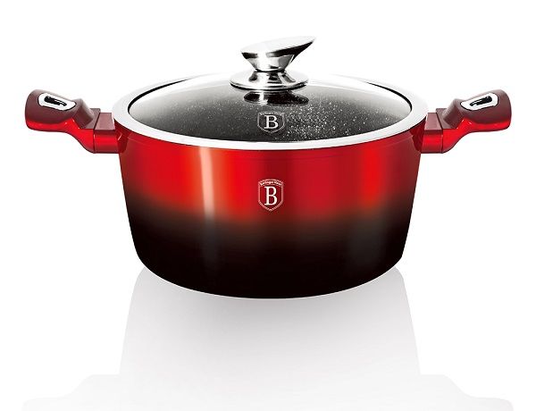 Berlinger Haus 20cm Marble Coating Casserole with Lid - Black Burgundy Edition