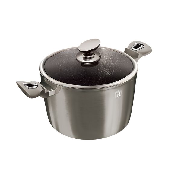 Berlinger Haus Marble Coating Stock Pot with Lid 24cm - Carbon Metallic