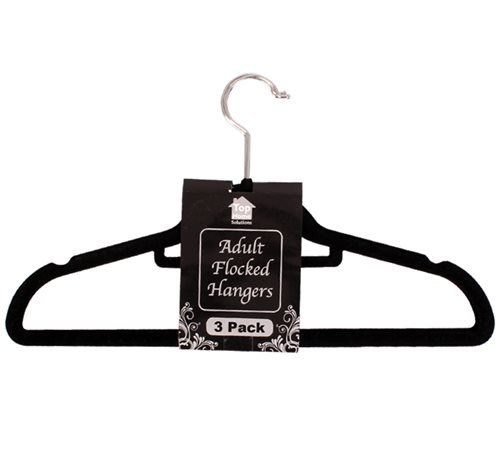 Bulk Pack x3 Coat Hangers Flocked with Bar - 3 Pack