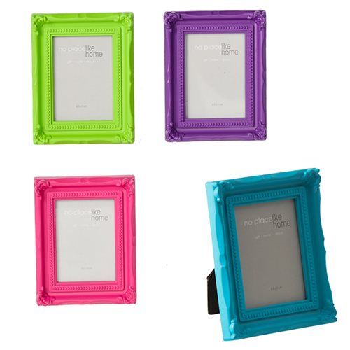 Bulk Pack x8 Coloured Plastic Antique Picture Frames - 6x8.8cm