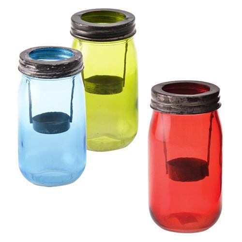 Bulk Pack x6 Coloured Glass Lantern Candle Holder