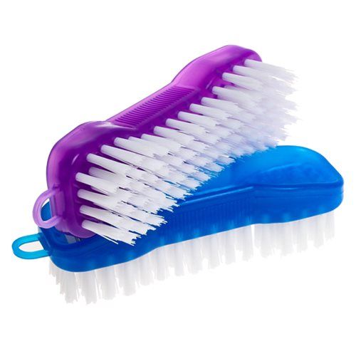 Bulk Pack x12 Plastic Handle Scrubbing Brush - Assorted Colours (15.5cm)