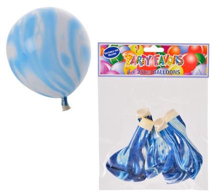 Bulk Pack x15 Helium Balloons - Marbled Blue (4 Pack)