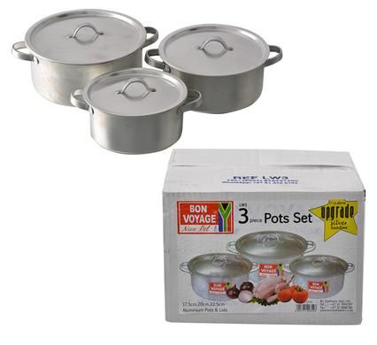 Bulk Pack x2 Alum 3 Piece Stewpan Set (175-225mm)