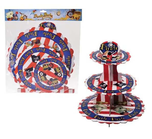 Bulk Pack x4 Paper 3 Tier Cake Stand - Pirate